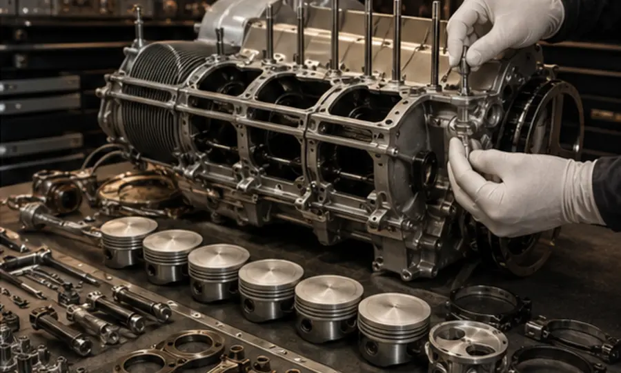 Precisiewerk aan een Porsche boxermotor